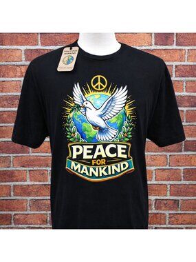 New! PEACE FOR MANKIND 100% Cotton Lightweight T-Shirt Dove-1 MSRP $28 Sz L